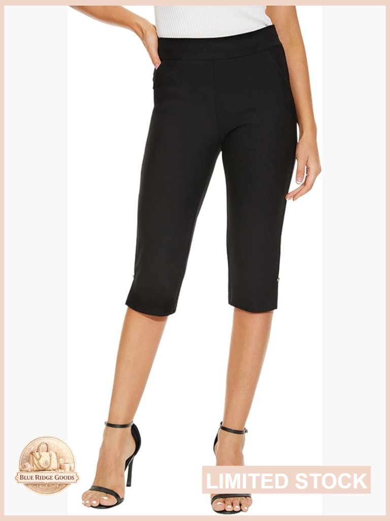 High Waisted Crop Leggings With Pockets Pull On Stretch Comfort Pants